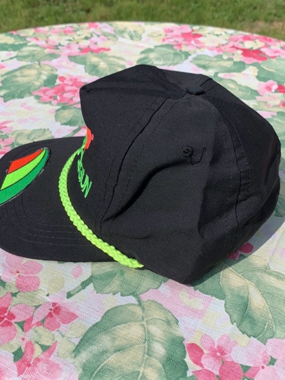 Vintage 90s Neon Black Top Gun Hat - Picture 3 of 5